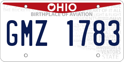 OH license plate GMZ1783