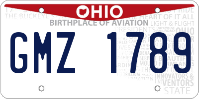 OH license plate GMZ1789