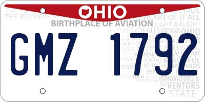 OH license plate GMZ1792