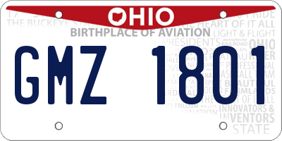 OH license plate GMZ1801