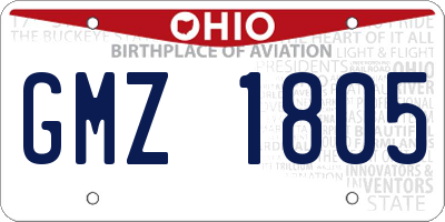 OH license plate GMZ1805