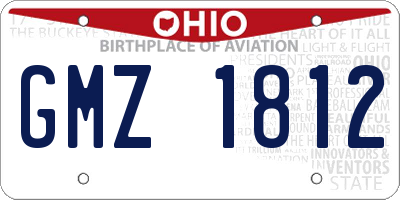 OH license plate GMZ1812