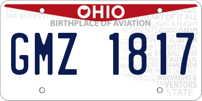 OH license plate GMZ1817