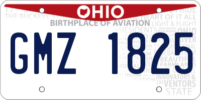 OH license plate GMZ1825