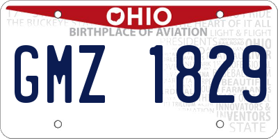 OH license plate GMZ1829