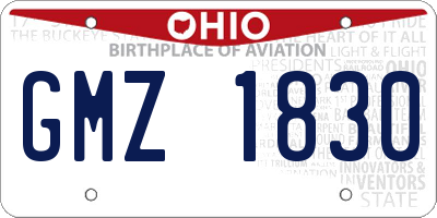 OH license plate GMZ1830