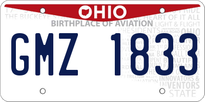 OH license plate GMZ1833