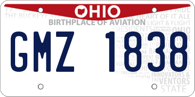 OH license plate GMZ1838
