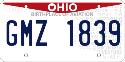 OH license plate GMZ1839