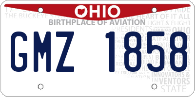 OH license plate GMZ1858