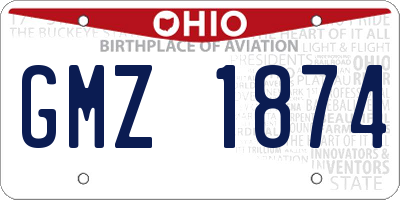 OH license plate GMZ1874