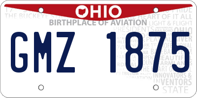 OH license plate GMZ1875