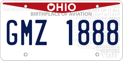 OH license plate GMZ1888