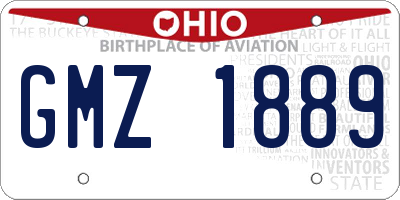 OH license plate GMZ1889