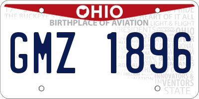 OH license plate GMZ1896