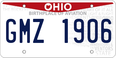 OH license plate GMZ1906
