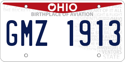 OH license plate GMZ1913