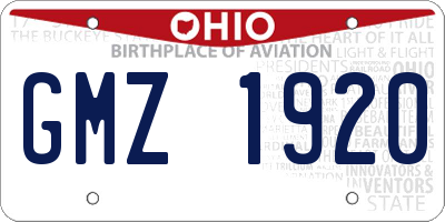 OH license plate GMZ1920