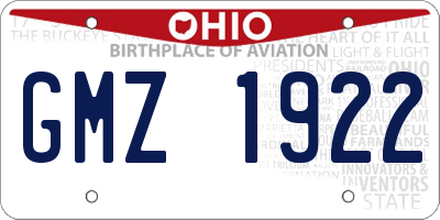 OH license plate GMZ1922