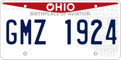 OH license plate GMZ1924