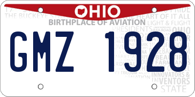 OH license plate GMZ1928