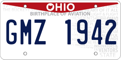 OH license plate GMZ1942