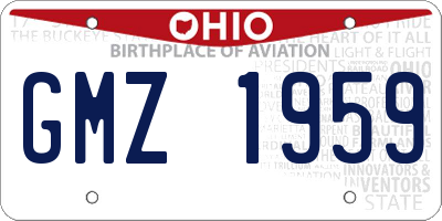 OH license plate GMZ1959