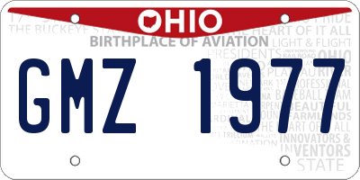 OH license plate GMZ1977