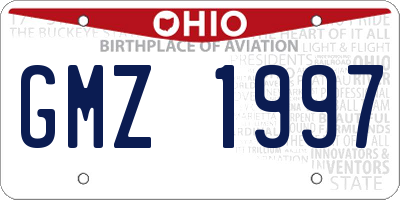 OH license plate GMZ1997