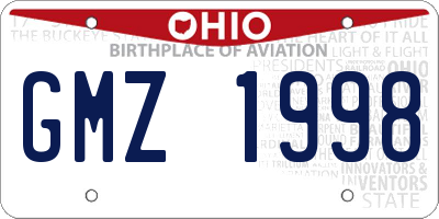 OH license plate GMZ1998