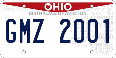 OH license plate GMZ2001