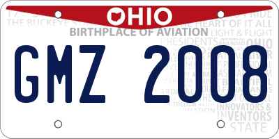OH license plate GMZ2008