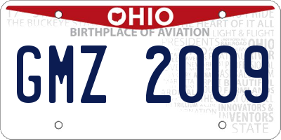 OH license plate GMZ2009