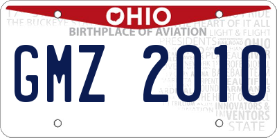 OH license plate GMZ2010