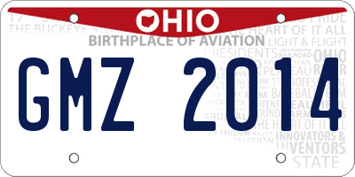 OH license plate GMZ2014