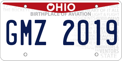 OH license plate GMZ2019