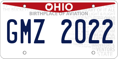 OH license plate GMZ2022