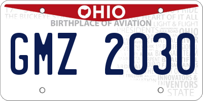 OH license plate GMZ2030