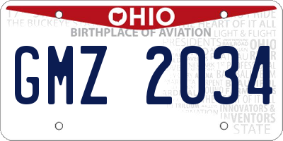 OH license plate GMZ2034