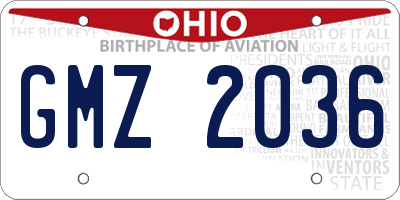 OH license plate GMZ2036