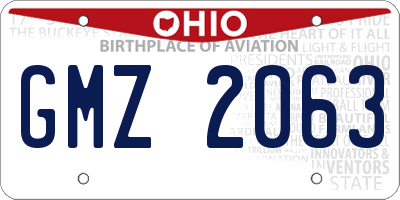 OH license plate GMZ2063