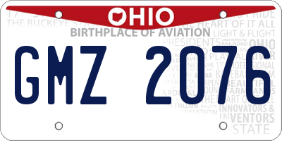 OH license plate GMZ2076