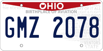 OH license plate GMZ2078