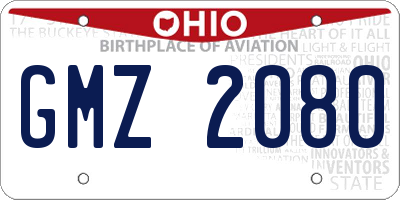 OH license plate GMZ2080