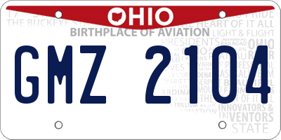 OH license plate GMZ2104