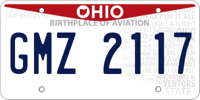 OH license plate GMZ2117