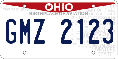 OH license plate GMZ2123