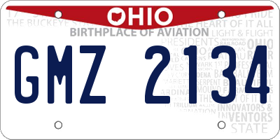 OH license plate GMZ2134