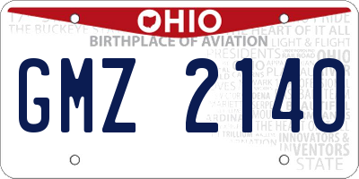 OH license plate GMZ2140