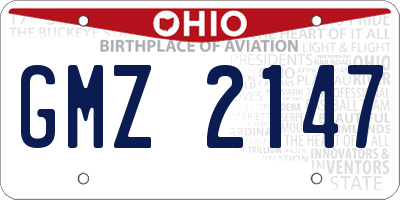 OH license plate GMZ2147
